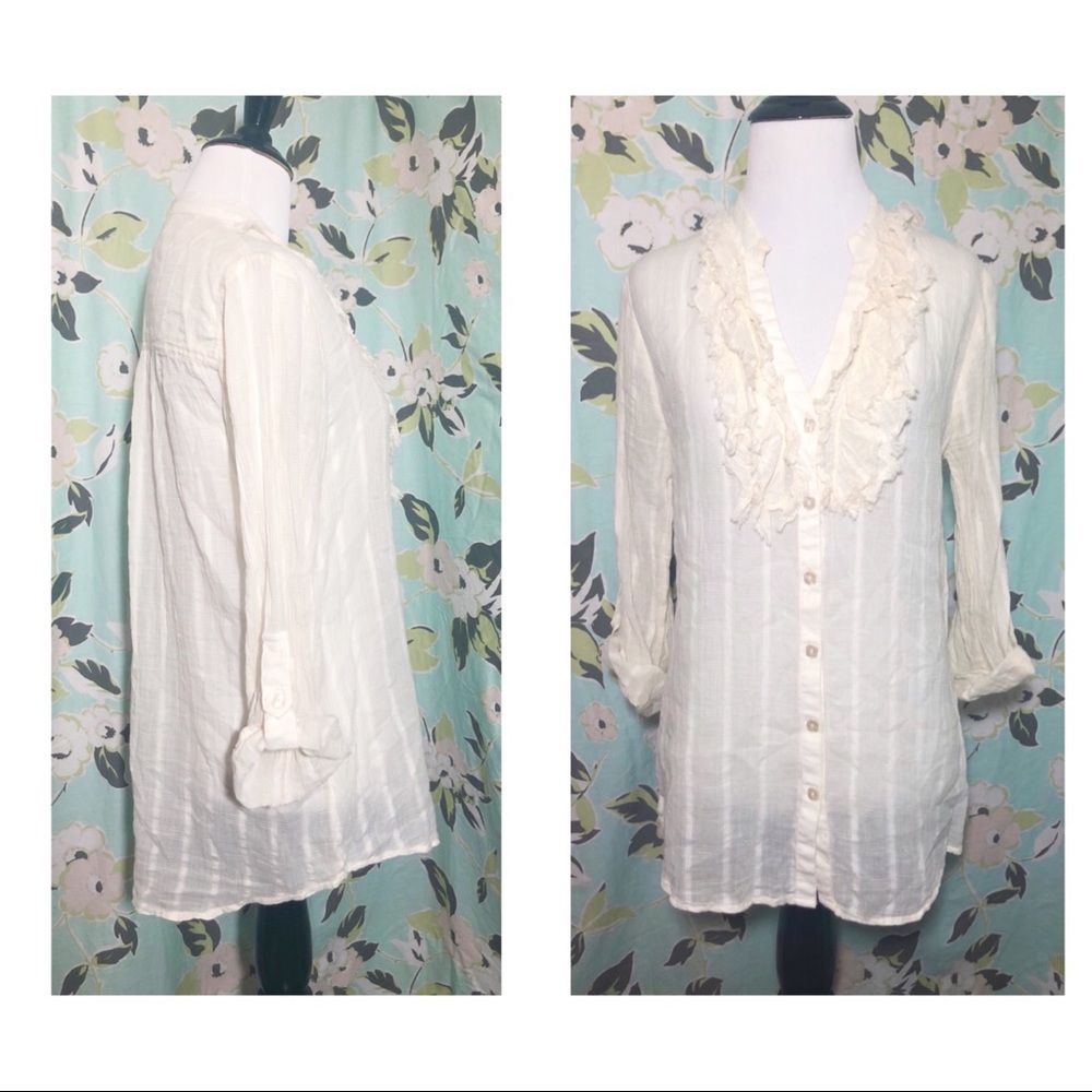 LOVE ON A HANGER Semi-Sheer Off-White Tunic Sz M